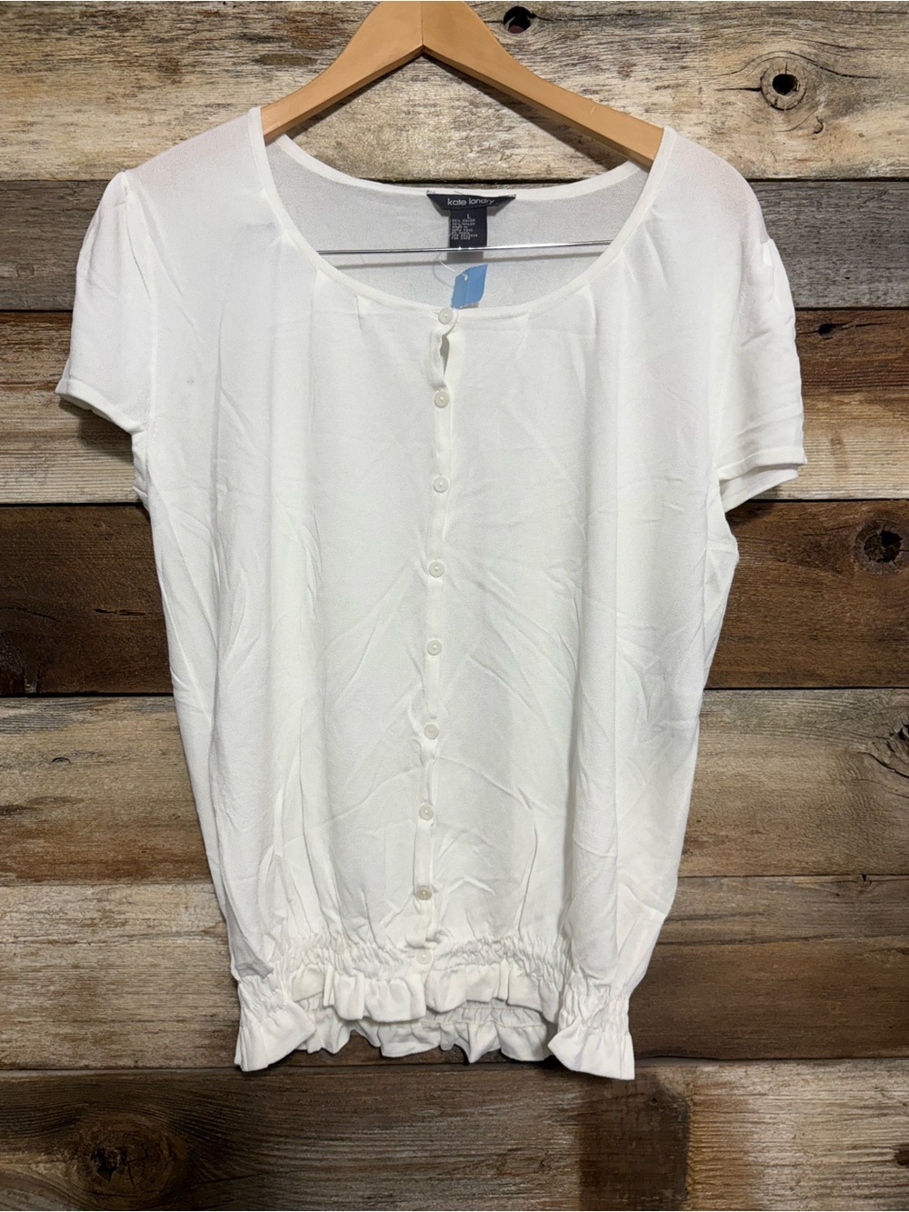 vintage Kate Landry white short-sleeve button blouse large